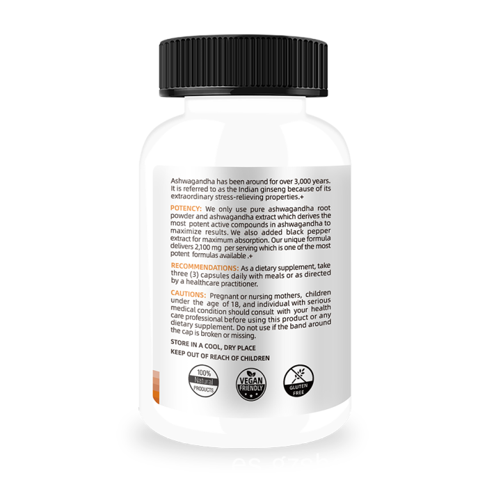 Ashwagandha 2100 mg 100 Cápsulas para apoyo inmunológico